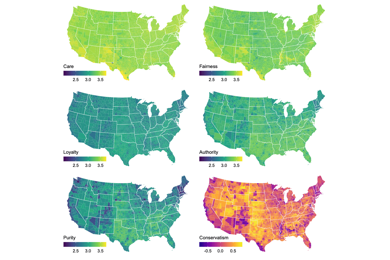 Geo-spatial analysis of psychological constructs
